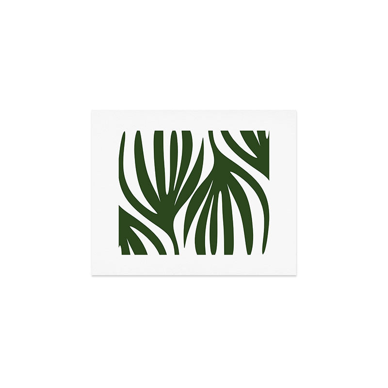 Maldives Minimalist Botanical Abstract in Forest Green and White  Art Print Gallery Image 1