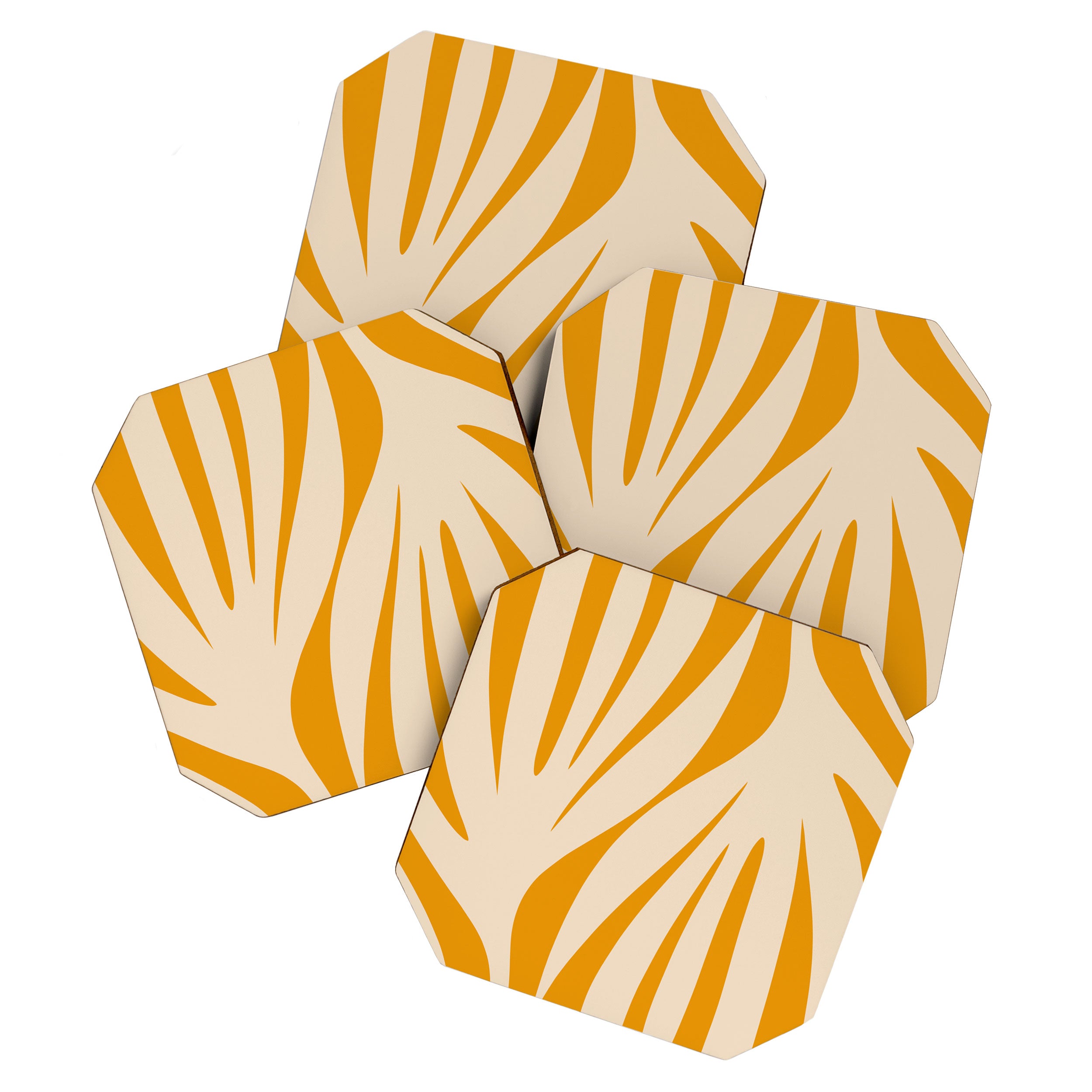 Maldives Minimalist Botanical Abstract in Honey Mustard  Coaster Gallery Image 1