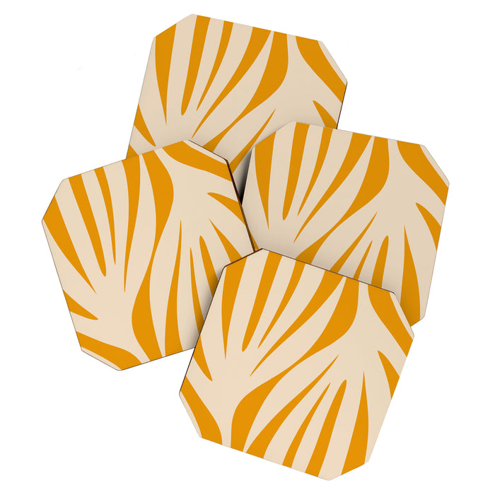 Maldives Minimalist Botanical Abstract in Honey Mustard  Coaster Gallery Image 1