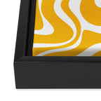 Marigold Liquid Swirl - Retro Modern Abstract Pattern in Yellow-Orange Framed Canvas Print Gallery Image 3