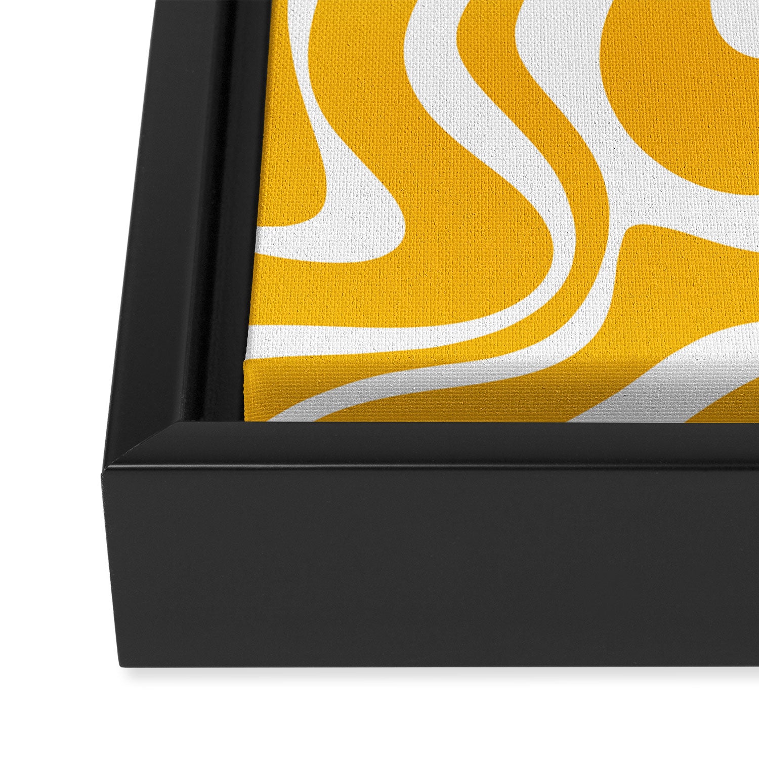 Marigold Liquid Swirl - Retro Modern Abstract Pattern in Yellow-Orange Framed Canvas Print Gallery Image 3