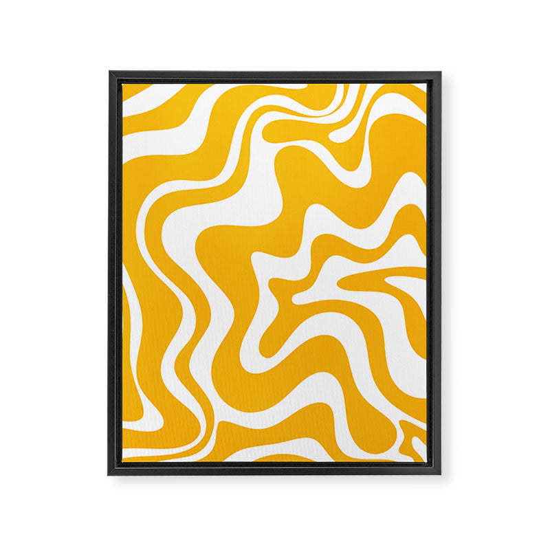 Marigold Liquid Swirl - Retro Modern Abstract Pattern in Yellow-Orange Framed Canvas Print Gallery Image 6