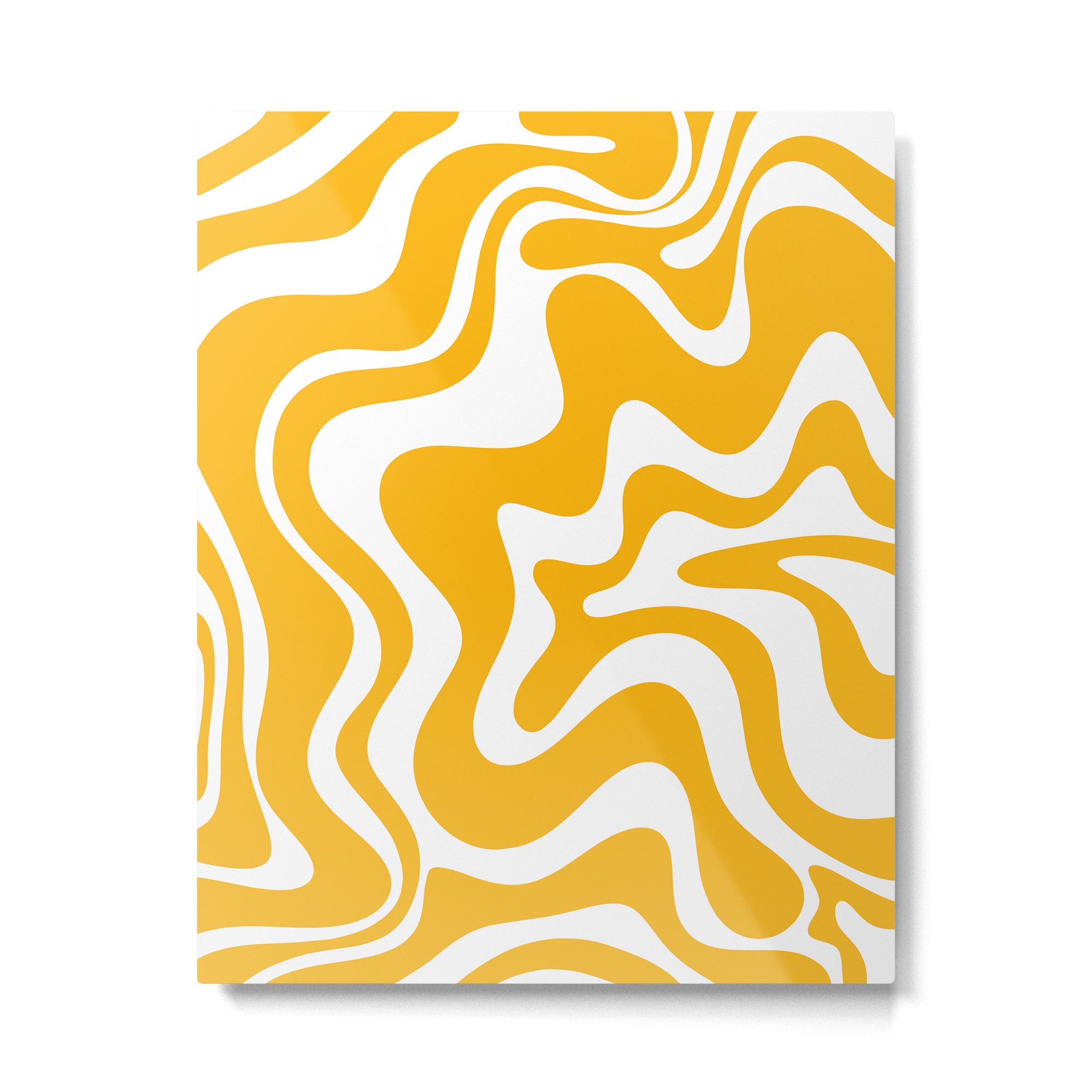 Marigold Liquid Swirl - Retro Modern Abstract Pattern in Yellow-Orange Metal Print Gallery Image 4