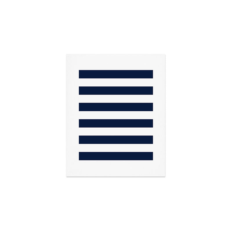 Marinière Nautical Navy Blue and White Mariniere Stripes  Art Print Gallery Image 1
