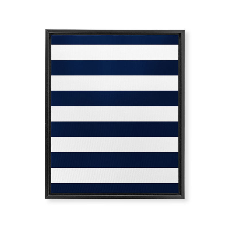 Marinière Nautical Navy Blue and White Mariniere Stripes  Framed Canvas Print Gallery Image 8