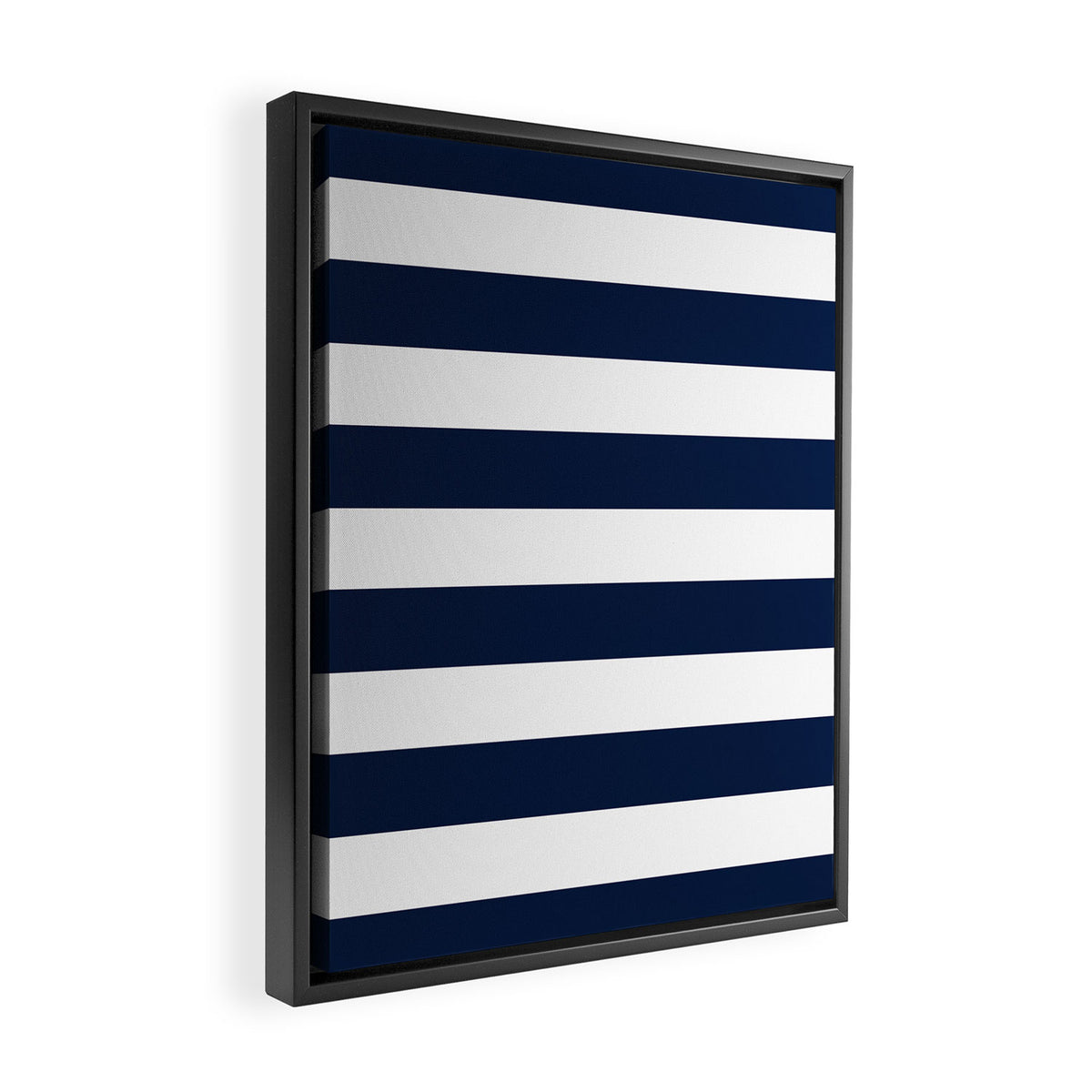 Marinière Nautical Navy Blue and White Mariniere Stripes  Framed Canvas Print Gallery Image 2