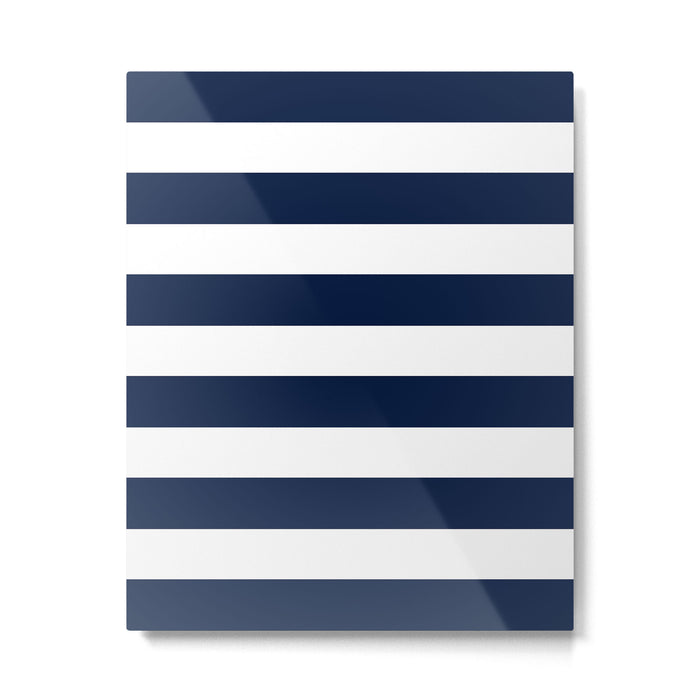 Marinière Nautical Navy Blue and White Mariniere Stripes  Metal Print Gallery Image 1