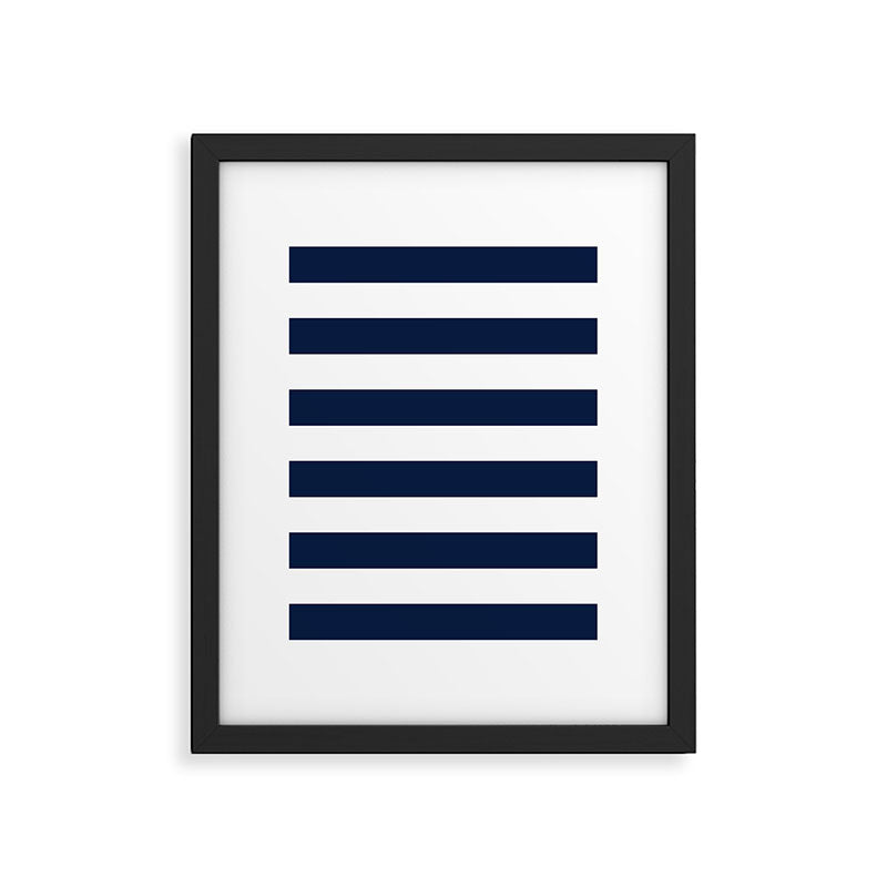 Marinière Nautical Navy Blue and White Mariniere Stripes  Framed Art Print Gallery Image 6