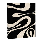 Mellow Flow Retro 60s 70s Abstract Pattern in Black and Almond Cream Canvas Print Gallery Image 6