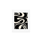 Mellow Flow Retro 60s 70s Abstract Pattern in Black and Almond Cream Art Print Gallery Image 1