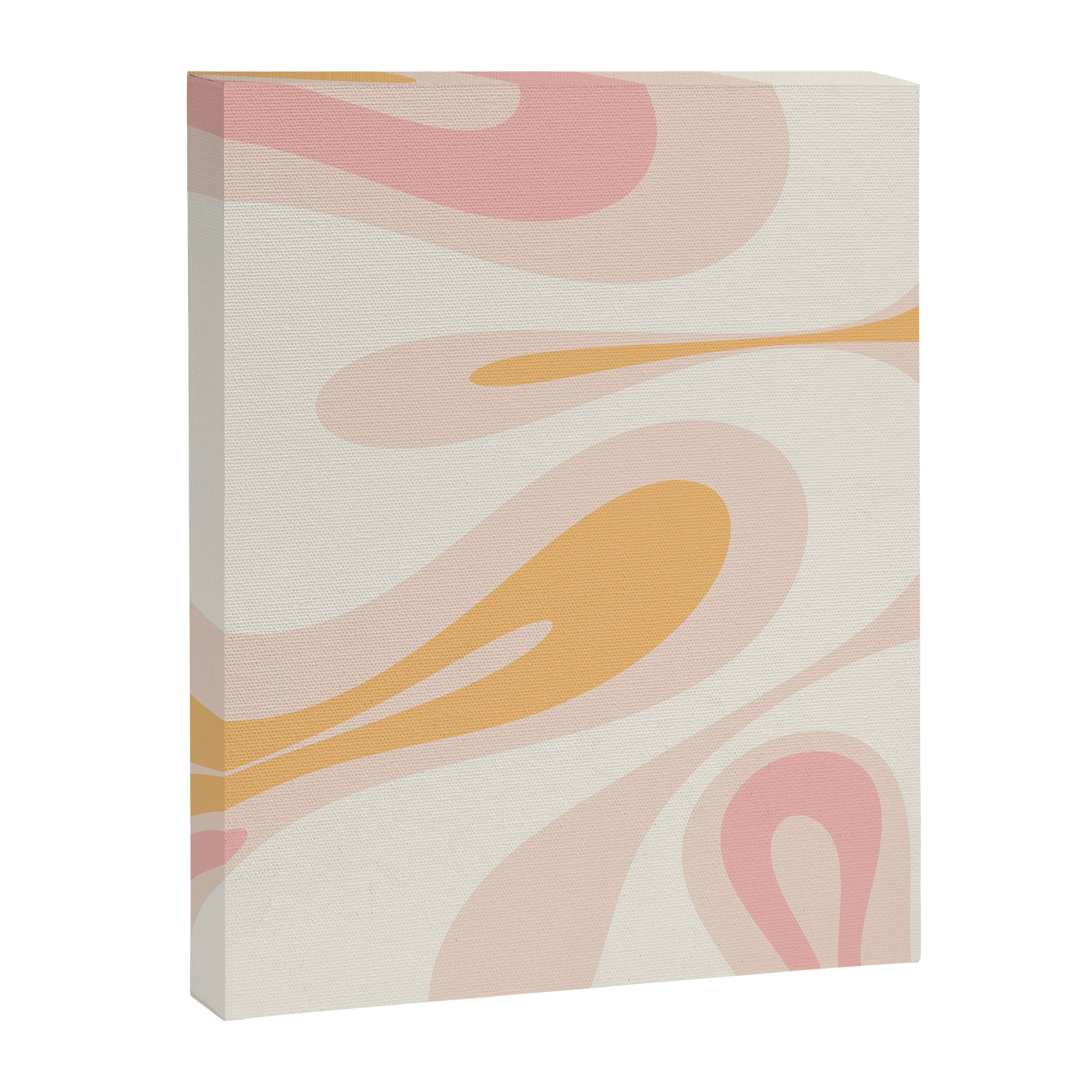 Mellow Flow Retro 60s 70s Abstract Pattern Pale Pink and Mustard Canvas Print Gallery Image 6