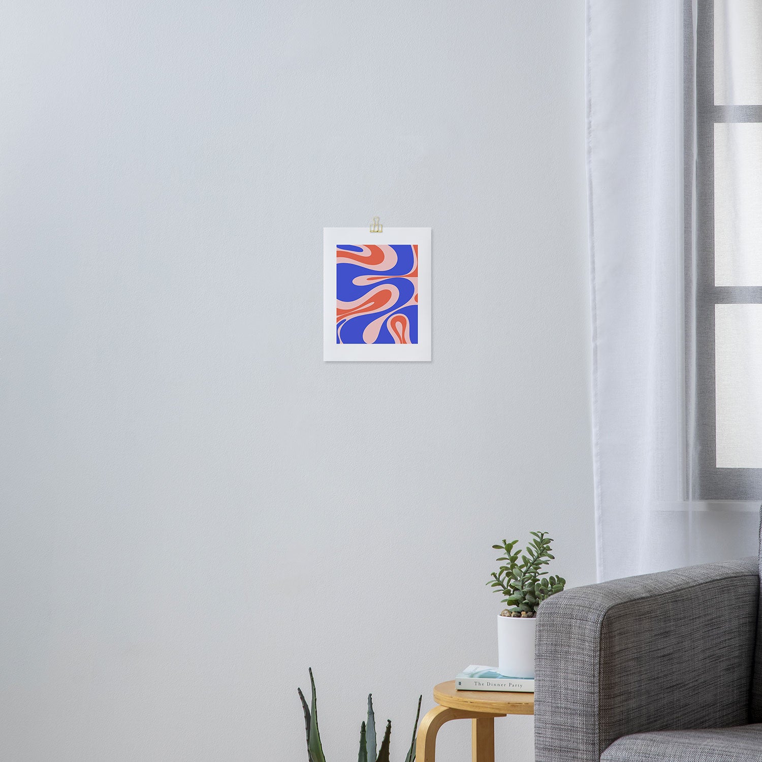 Mellow Flow Retro 60s 70s Abstract Pattern Royal Blue Pink Orange Art Print Gallery Image 3