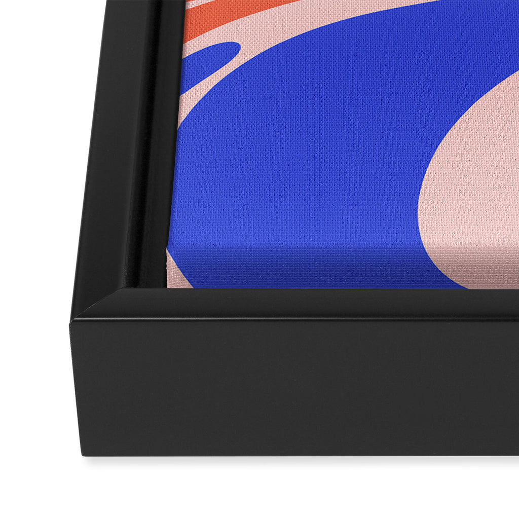 Mellow Flow Retro 60s 70s Abstract Pattern Royal Blue Pink Orange Framed Canvas Print Gallery Image 3