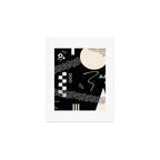 Memphis Redux New 80s Geometric Abstract Pattern in Black and Almond Cream Art Print Gallery Image 1