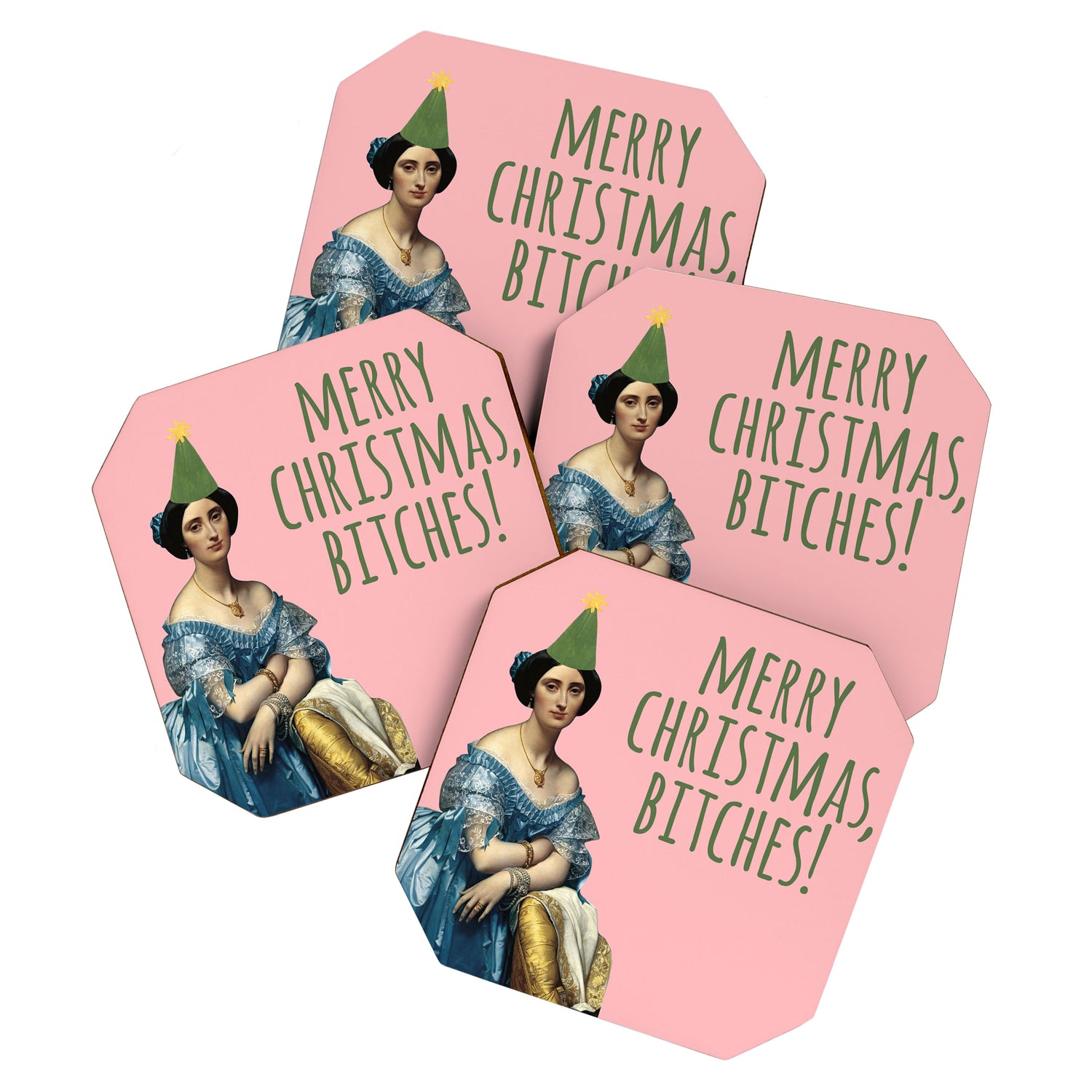 Merry Christmas, Bitches! - Ingres on Pink Coaster Gallery Image 1
