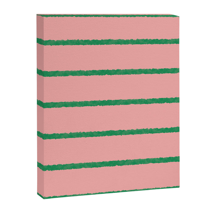 Miami Simple Stripe Pink and Green Pattern Canvas Print Gallery Image 1