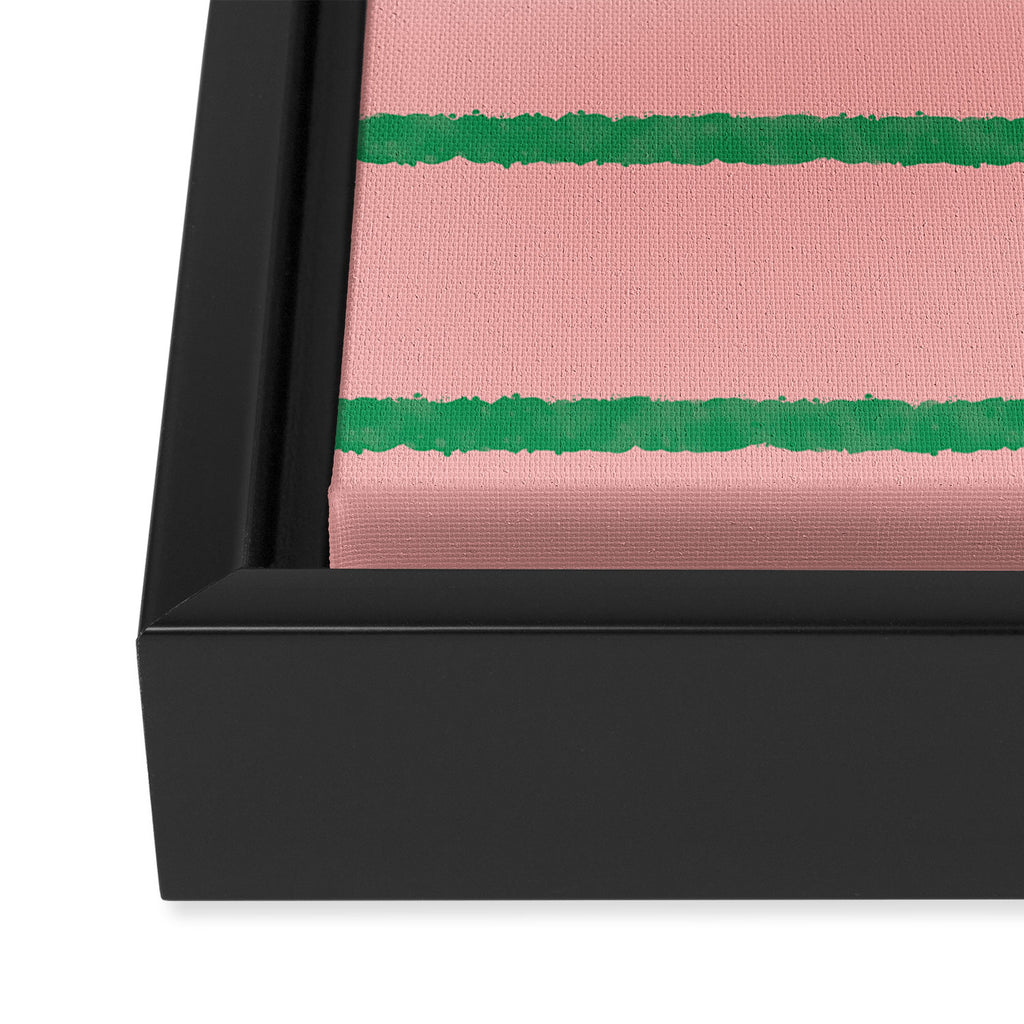 Miami Simple Stripe Pink and Green Pattern Framed Canvas Print Gallery Image 3