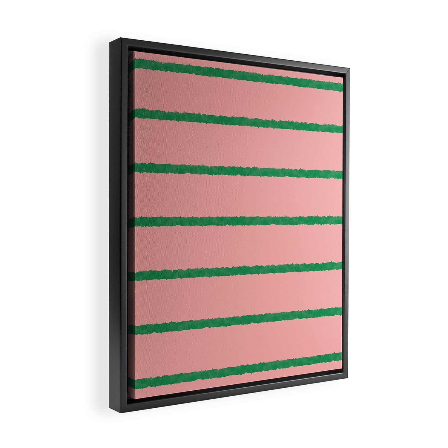 Miami Simple Stripe Pink and Green Pattern Framed Canvas Print Gallery Image 2