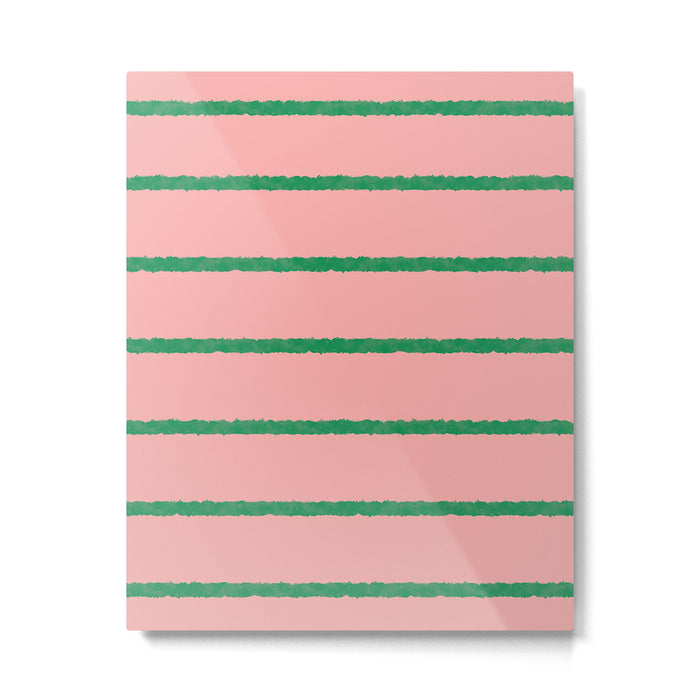 Miami Simple Stripe Pink and Green Pattern Metal Print Gallery Image 1