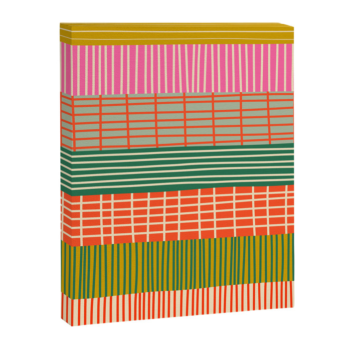 Mid Century Finnish Patchwork Abstract Stripe Pattern Canvas Print Gallery Image 1