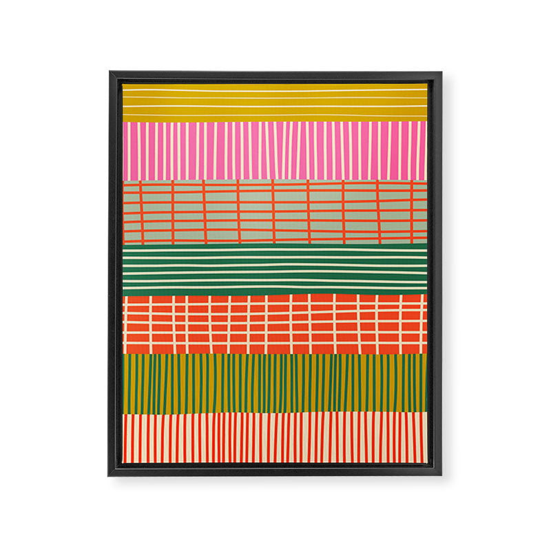 Mid Century Finnish Patchwork Abstract Stripe Pattern Framed Canvas Print Gallery Image 6