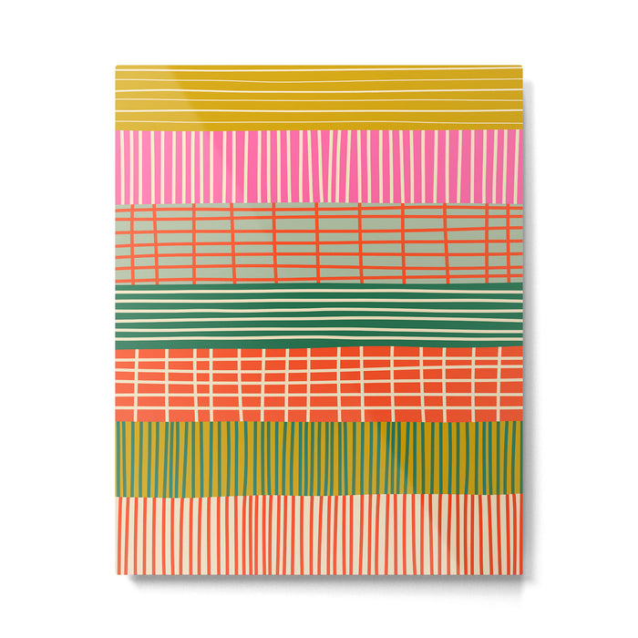 Mid Century Finnish Patchwork Abstract Stripe Pattern Metal Print Gallery Image 1