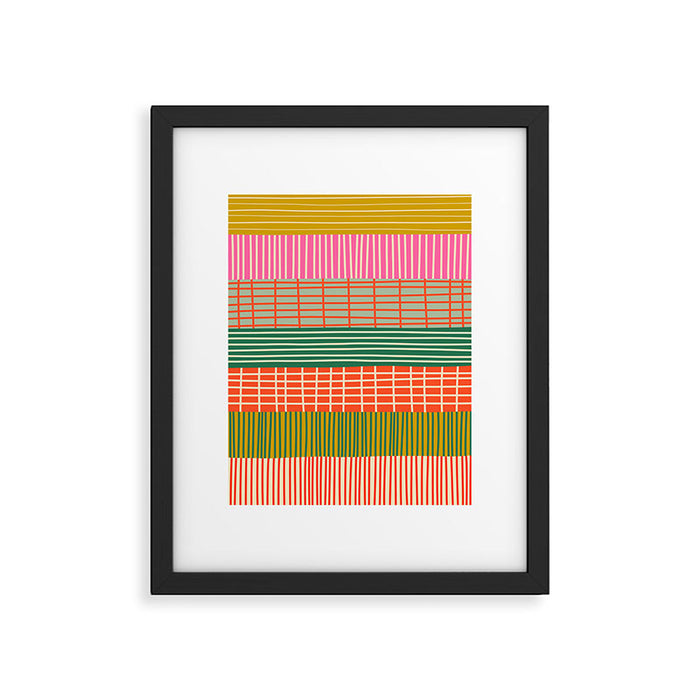 Mid Century Finnish Patchwork Abstract Stripe Pattern Framed Art Print Gallery Image 1