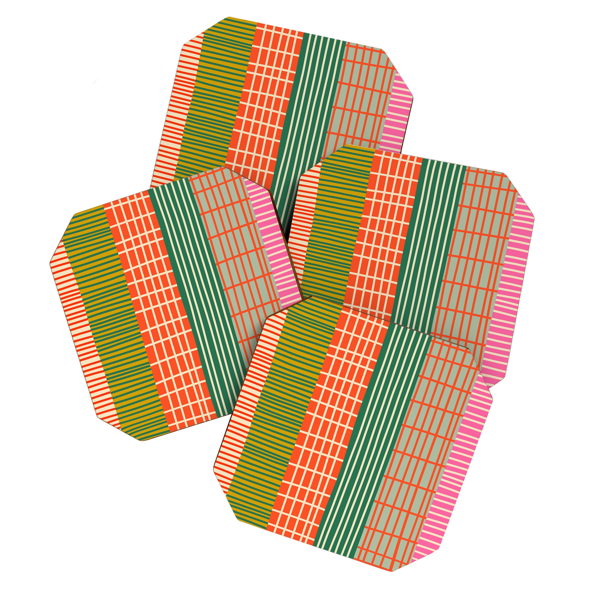Mid Century Finnish Patchwork Vertical Stripe Pattern Coaster Gallery Image 1