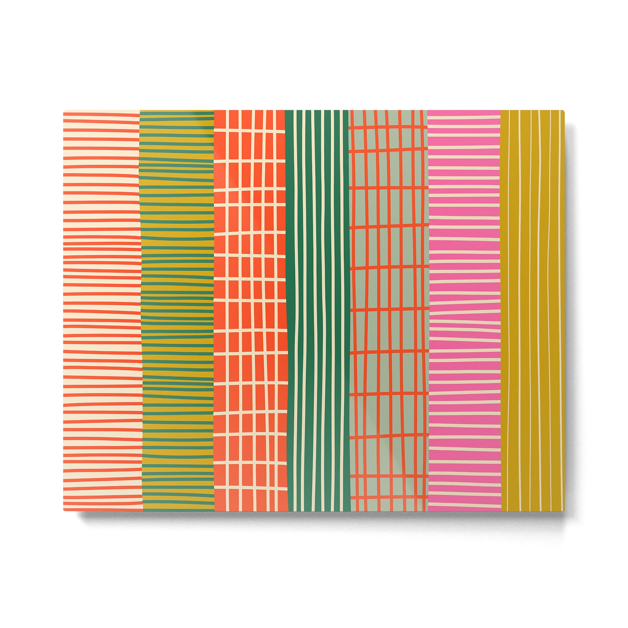 Mid Century Finnish Patchwork Vertical Stripe Pattern Metal Print Gallery Image 4