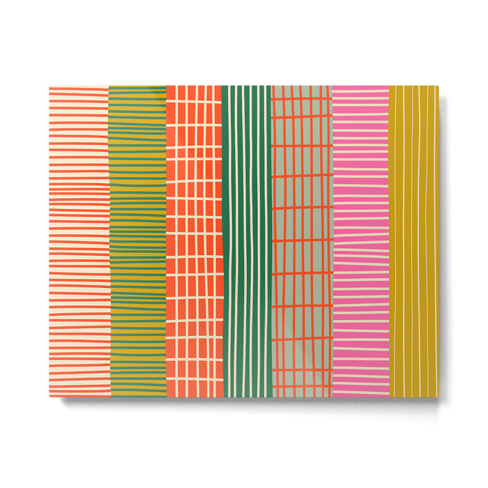 Mid Century Finnish Patchwork Vertical Stripe Pattern Metal Print Gallery Image 1