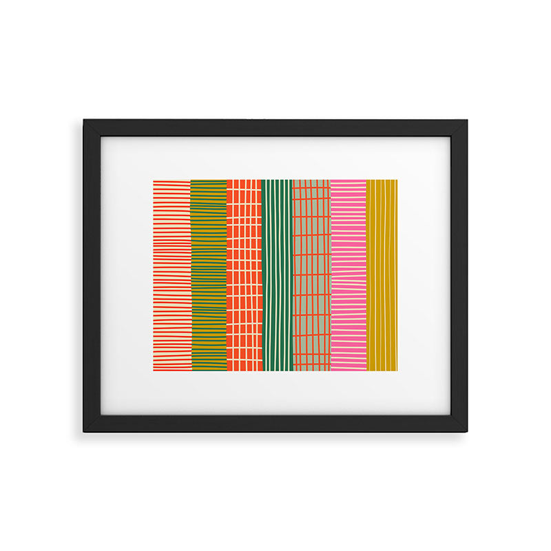 Mid Century Finnish Patchwork Vertical Stripe Pattern Framed Art Print Gallery Image 5