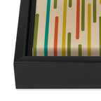 Mid Century Mod Line Dance Pattern in Orange, Teal, Mustard, Olive, and Beige Framed Canvas Print Gallery Image 3