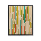 Mid Century Mod Line Dance Pattern in Orange, Teal, Mustard, Olive, and Beige Framed Canvas Print Gallery Image 8