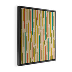 Mid Century Mod Line Dance Pattern in Orange, Teal, Mustard, Olive, and Beige Framed Canvas Print Gallery Image 2