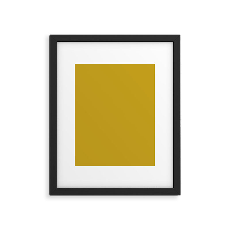 Mid Century Mod Mustard Yellow Solid Framed Art Print Gallery Image 6