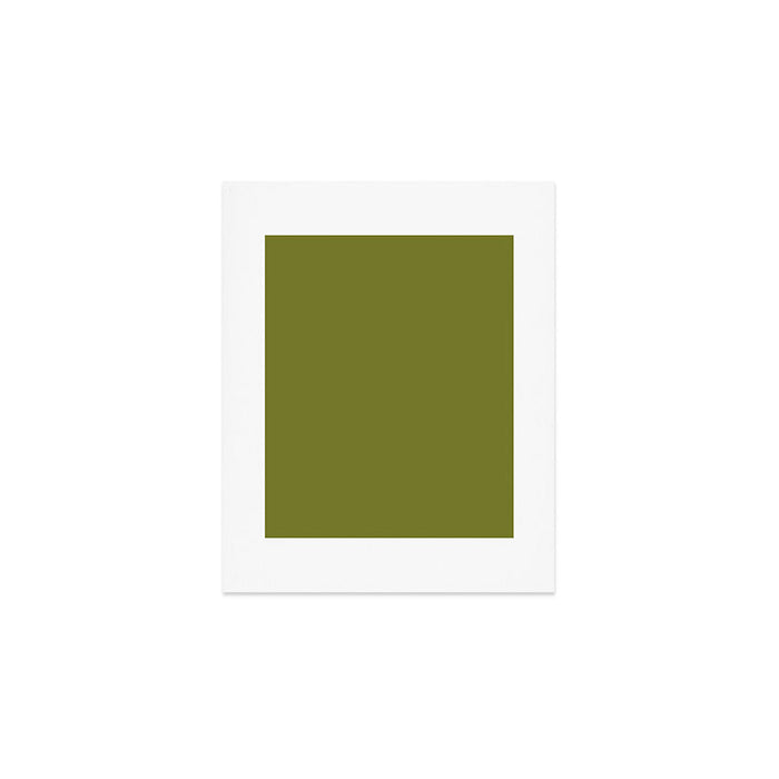 Mid Century Mod Olive Avocado Green Solid Colour  Art Print Gallery Image 1