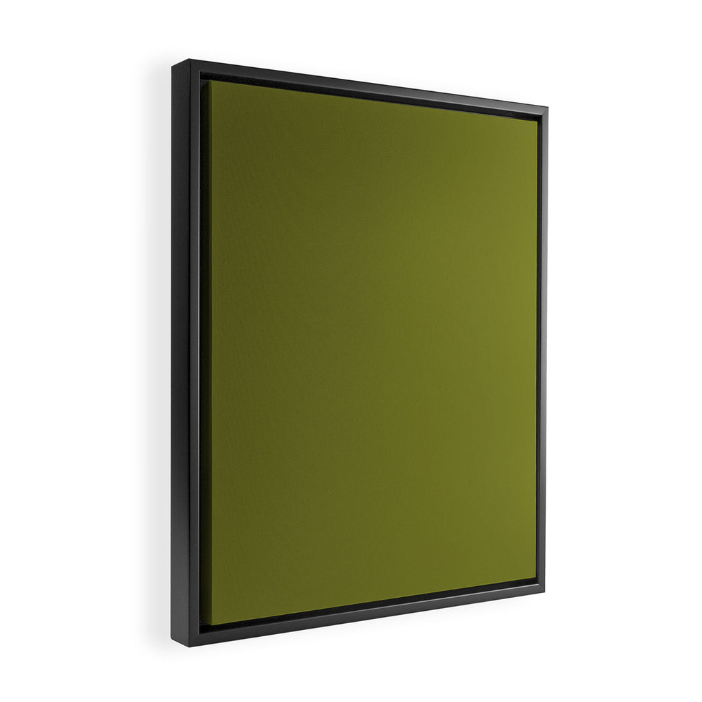 Mid Century Mod Olive Avocado Green Solid Colour  Framed Canvas Print Gallery Image 2