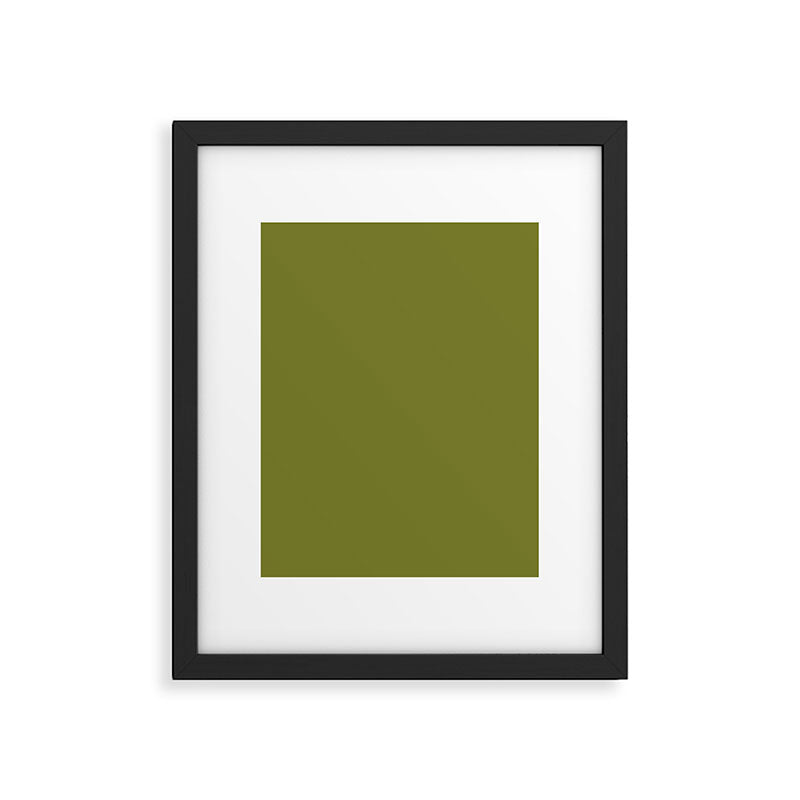Mid Century Mod Olive Avocado Green Solid Colour  Framed Art Print Gallery Image 6