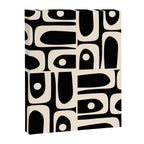 Mid Century Modern Abstract Black and Cream Piquet Multi Pattern Canvas Print Gallery Image 8