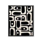Mid Century Modern Abstract Black and Cream Piquet Multi Pattern Framed Canvas Print Gallery Image 8