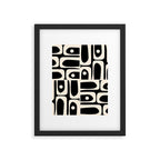 Mid Century Modern Abstract Black and Cream Piquet Multi Pattern Framed Art Print Gallery Image 6