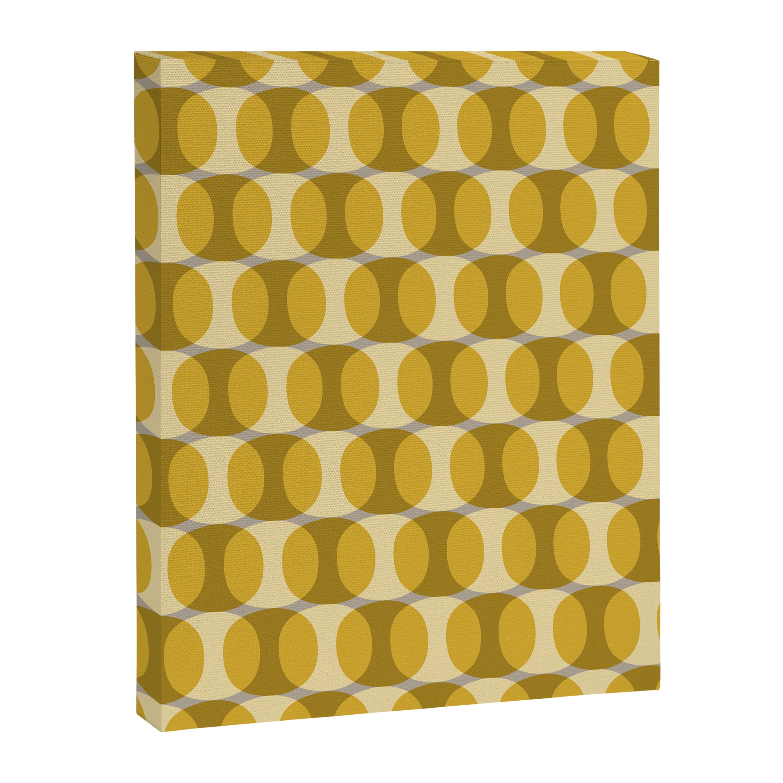 Mid Century Modern Abstract Geometric Spheramod Dot Pattern in Mustard and Gray Canvas Print Gallery Image 8