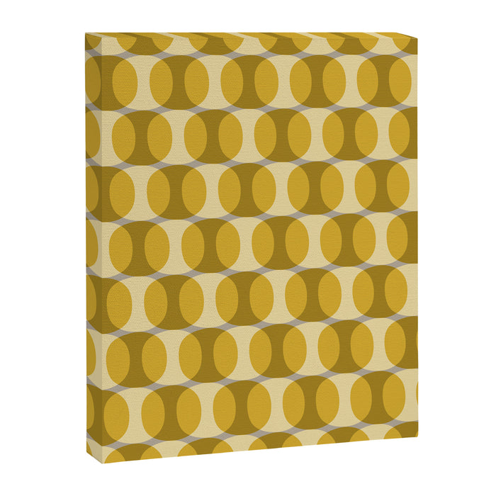 Mid Century Modern Abstract Geometric Spheramod Dot Pattern in Mustard and Gray Canvas Print Gallery Image 1