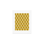 Mid Century Modern Abstract Geometric Spheramod Dot Pattern in Mustard and Gray Art Print Gallery Image 1