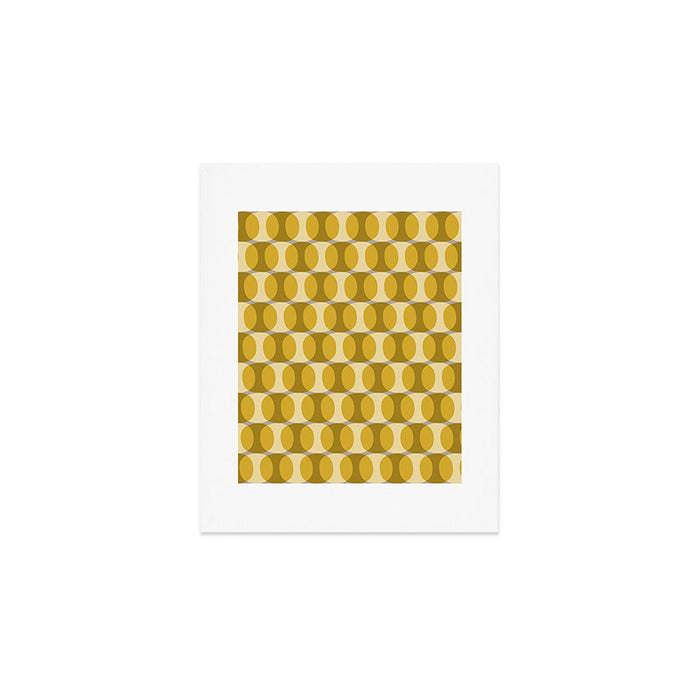Mid Century Modern Abstract Geometric Spheramod Dot Pattern in Mustard and Gray Art Print Gallery Image 1