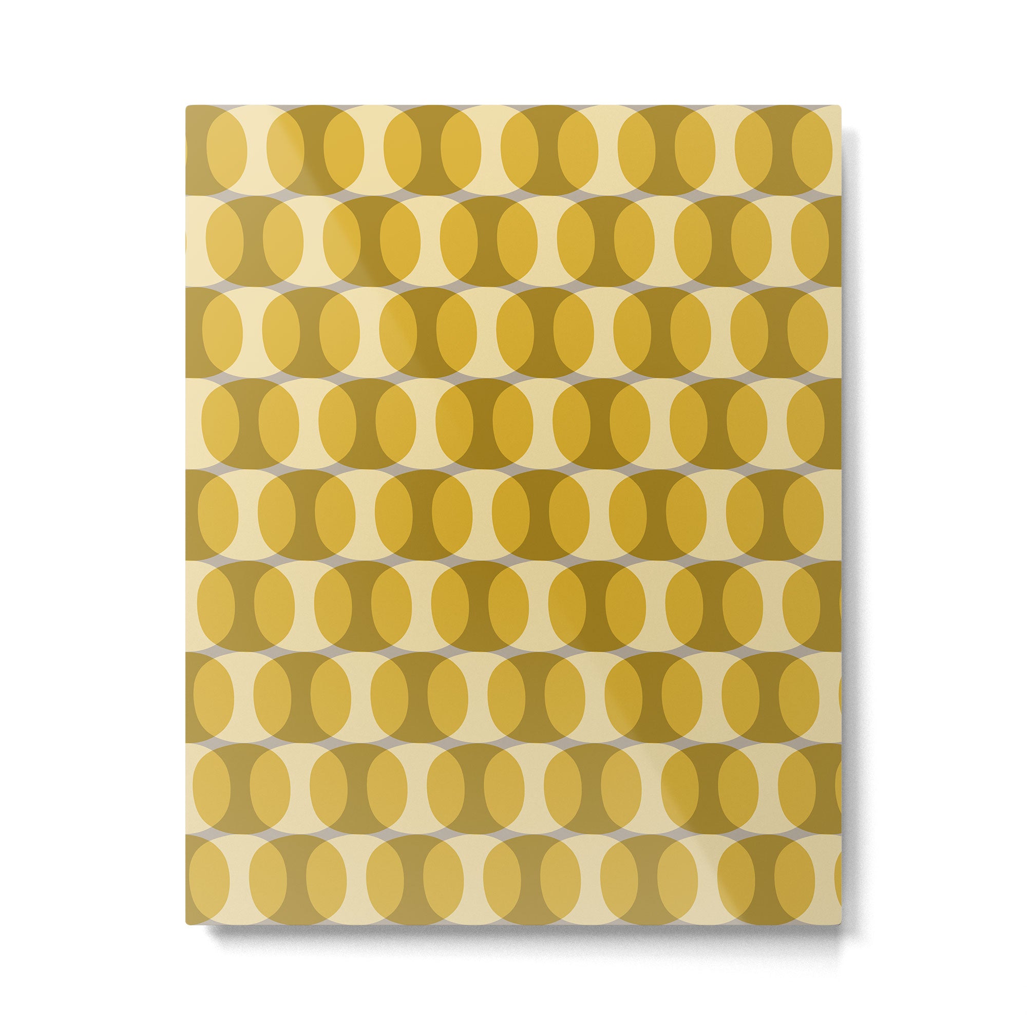 Mid Century Modern Abstract Geometric Spheramod Dot Pattern in Mustard and Gray Metal Print Gallery Image 6