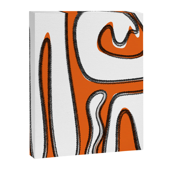 Mid Century Modern Abstract Kwaito in Orange Black White Canvas Print Gallery Image 1