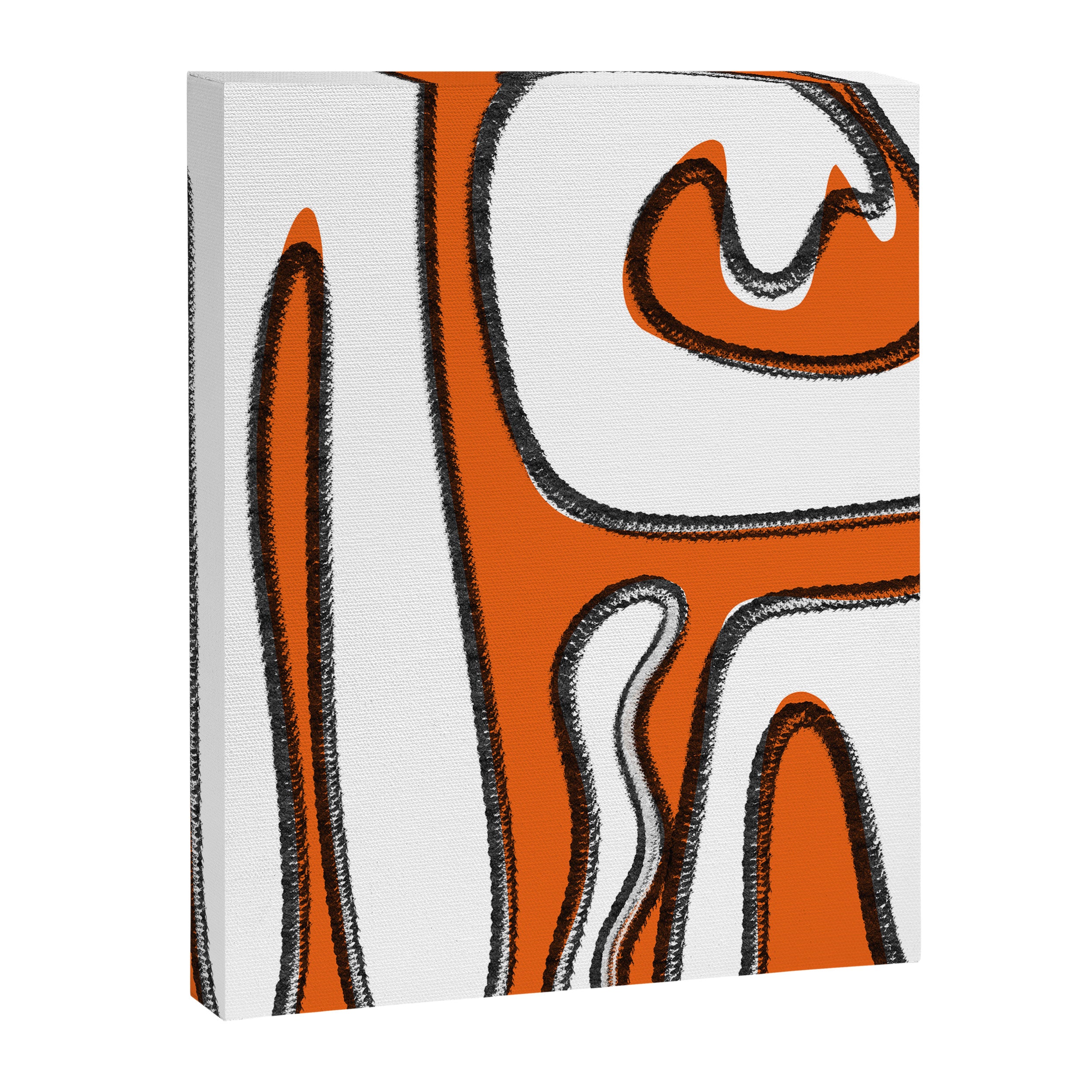 Mid Century Modern Abstract Kwaito in Orange Black White Canvas Print Gallery Image 8