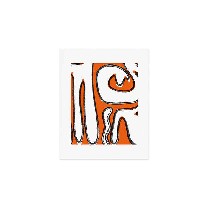 Mid Century Modern Abstract Kwaito in Orange Black White Art Print Gallery Image 1