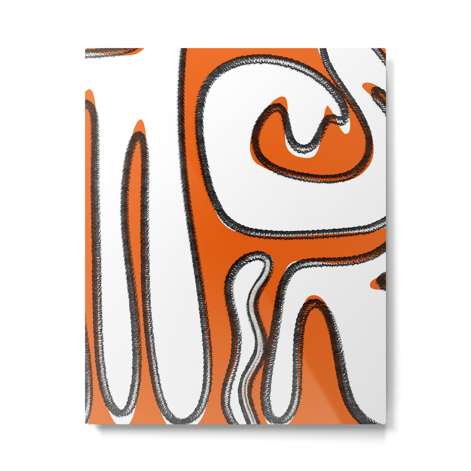 Mid Century Modern Abstract Kwaito in Orange Black White Metal Print Gallery Image 6